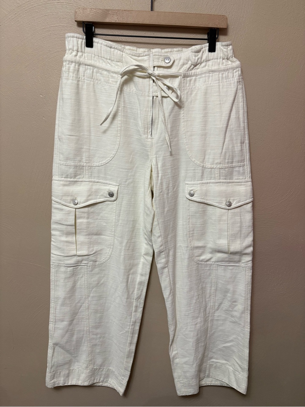 Free People We The Free Park Ave Cargo Pant Ivory Size Medium NWT New - Picture 5 of 16